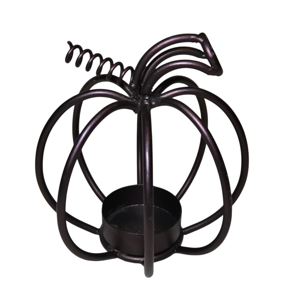 Dark Brown Metal Wire Pumpkin Tealight Candle Holder Fall Harvest Decor 5.5"